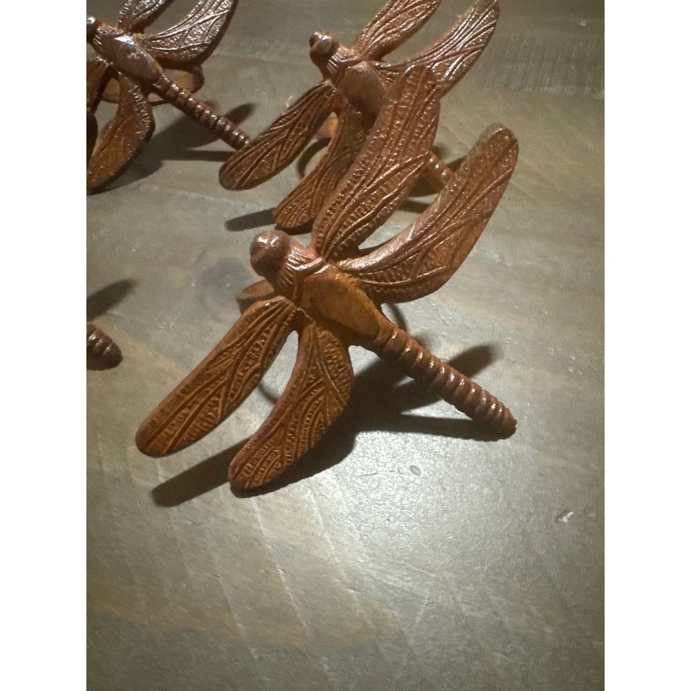 Pier 1 Dragonfly Napkin Rings Set of 4 Copper Bronze Metal Nature Rustic Decor